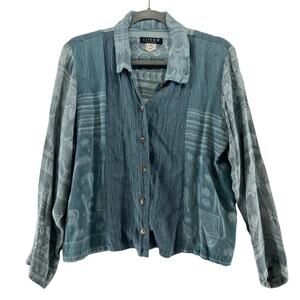 Citron Santa Monica Blue Button Front Top Size‎ Medium